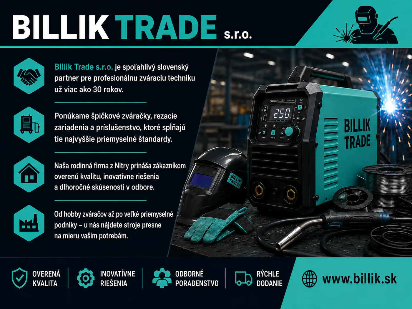 Zváracia technika Billik Trade — zváračky, kukly a príslušenstvo