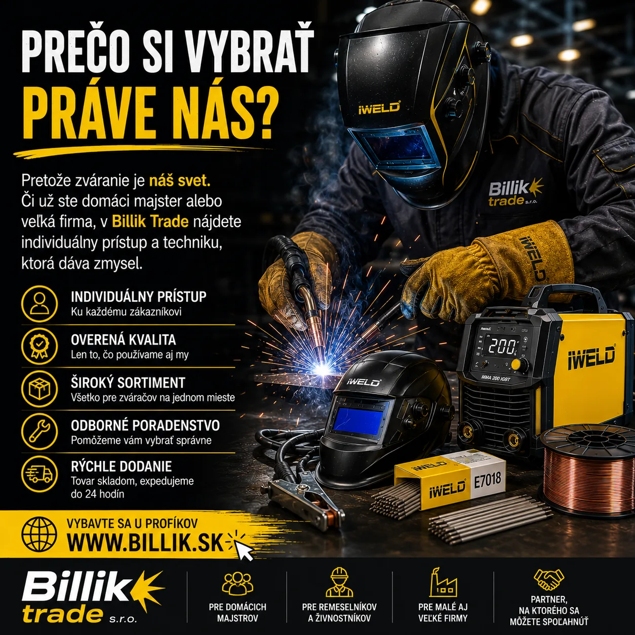Zváracia technika Billik Trade — zváračky, kukly a príslušenstvo